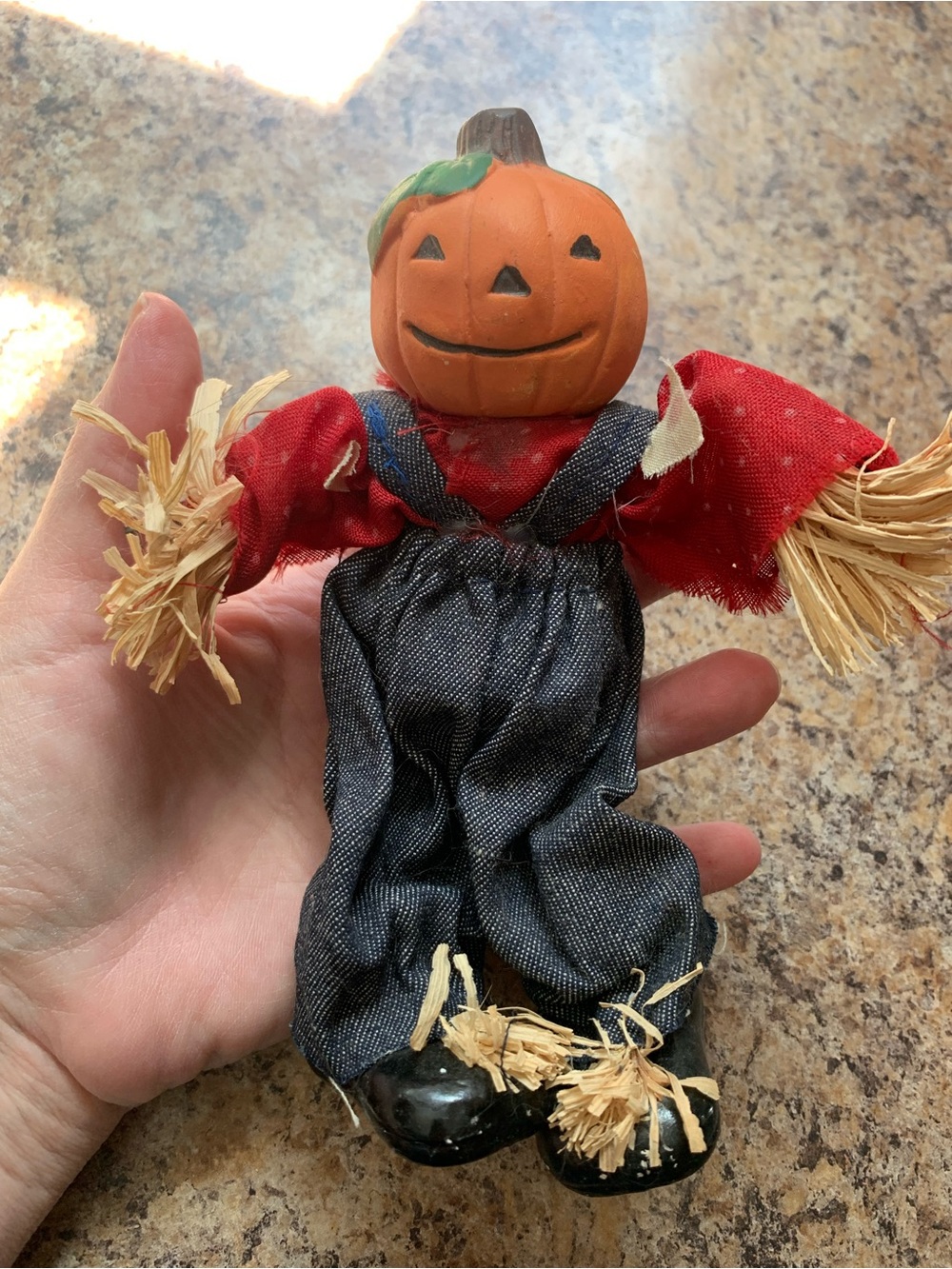 Standing Pumpkin Head Scarecrow with Orange Pumpkin Head